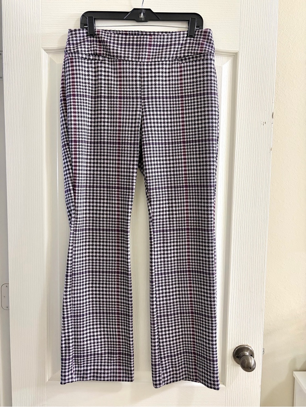 New York & Company Ponte Pants Plaid Houndstooth Pull On Career Work Pants